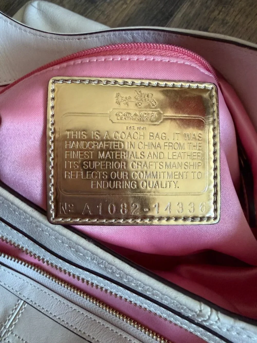 VTG Coach 14336 Madison Maggie Hobo Shoulder bag Gold Tag Ivory Leather Y2K
